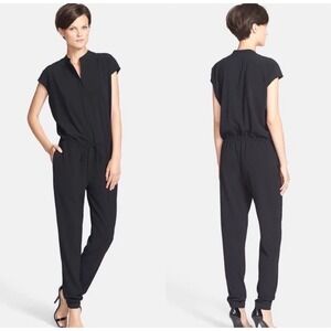Vince Crepe Jumpsuit Womens 4 Black Cap Sleeve‎ Modern Minimalist Quiet Luxury